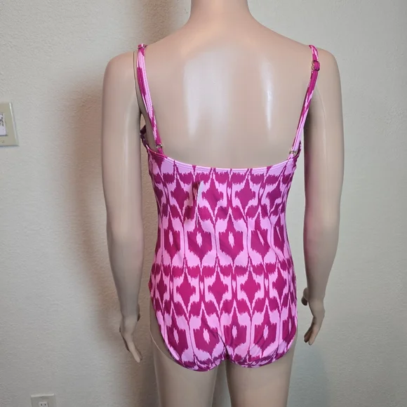 LOFT Beach Women's $99 Cinched Front One Piece Swimsuit Pink  size Medium - Picture 7 of 10